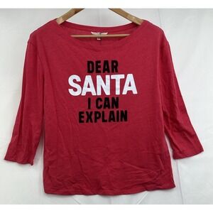 Victorias Secret Womens Size‎ XL "Dear Santa I Can Explain" 3/4 Sleeve Top New